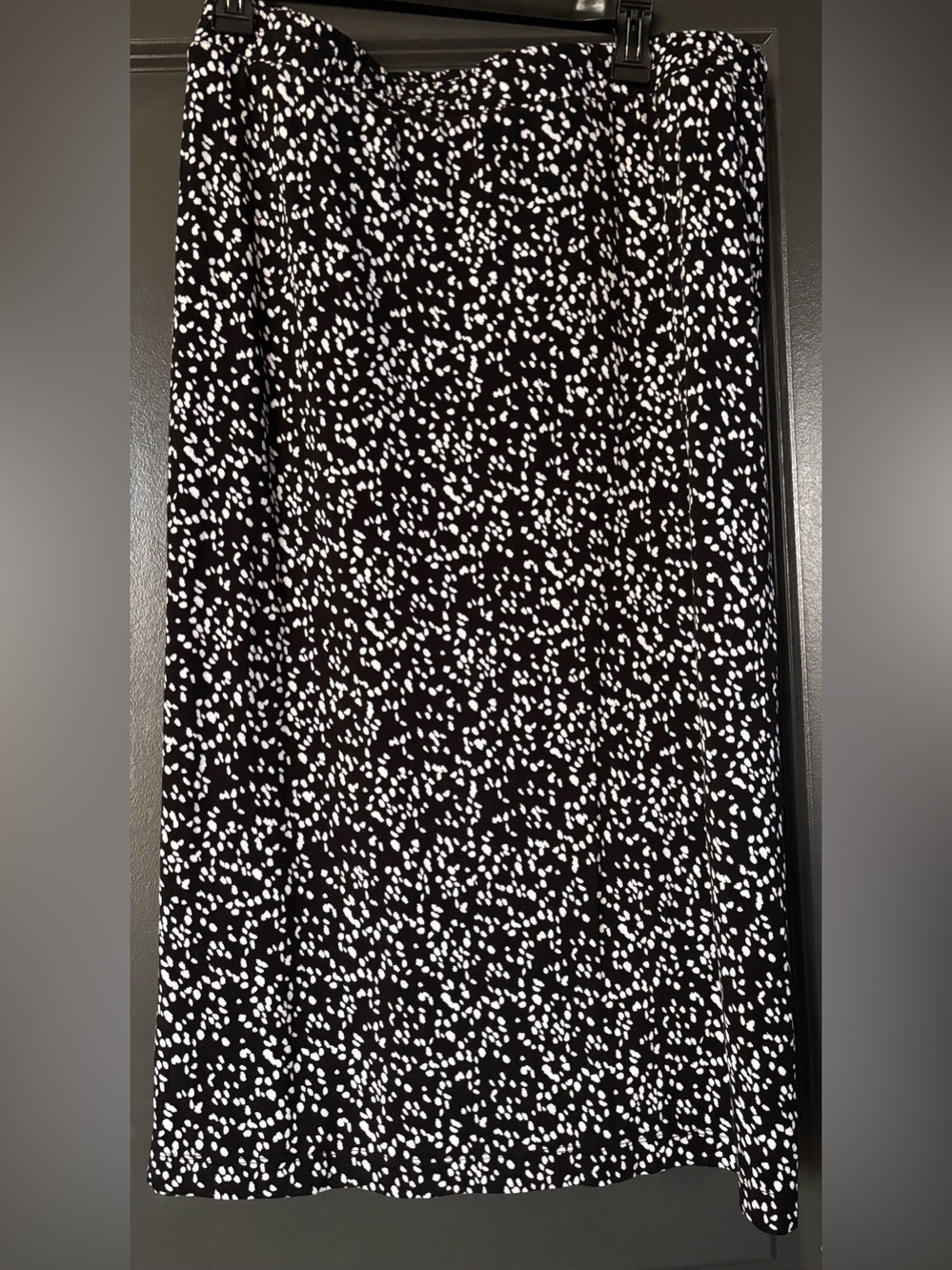 Essentials Black Midi Skirt with White Dot Print